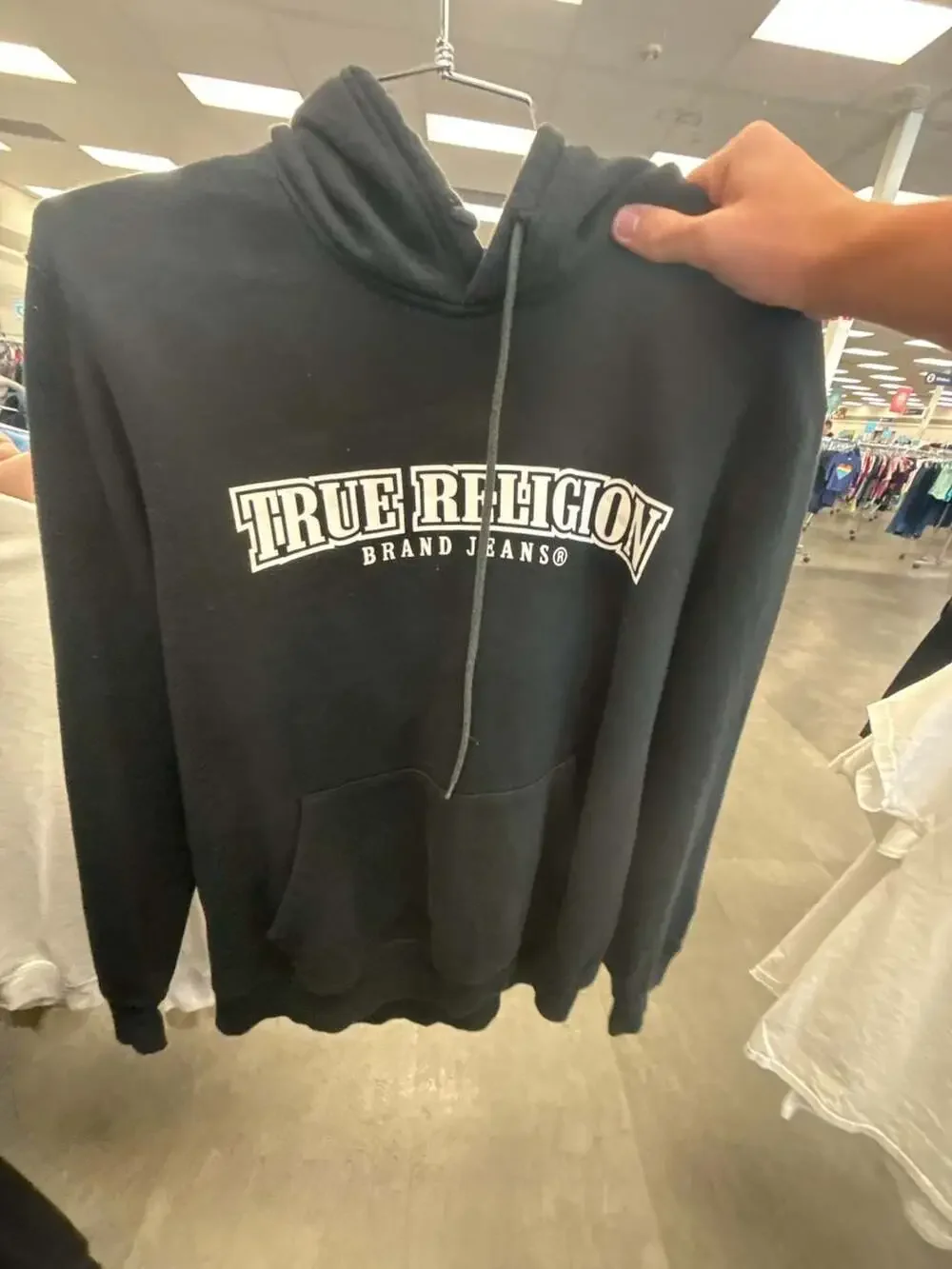 True Religion Men's Black Arched Logo Pullover Hoodie